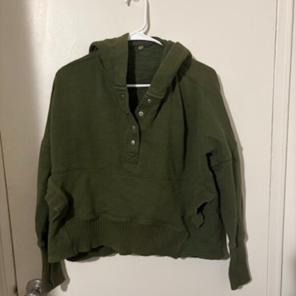 Jackets & Blazers - Mad Fabriq Olive Green Button-Up Hoodie Sweatshirt – Approx. M/L